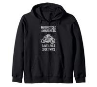 Distressed Motorcycle Awareness Save Lives Look Twice Zip Hoodie
