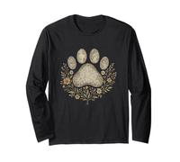 Distressed Paw Wildflowers Vintage Boho for Dog & Cat Owners Long Sleeve T-Shirt