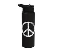 Distressed Peace Sign Retro Vintage Peace Symbol Stainless Steel Insulated Water Bottle
