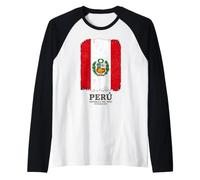 Distressed Peru Flag with Republica del Peru Fundada Raglan Baseball Tee