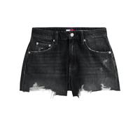 Distressed Raw Hem Denim Shorts- female- Tommy Jeans- Denim Shorts- Black- W24- Shorts W24