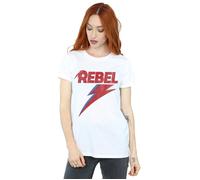 Distressed Rebel Cotton Boyfriend T-Shirt David Bowie White XXL