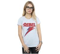 Distressed Rebel Cotton T-Shirt David Bowie Grey L