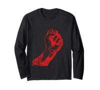 Distressed Red Clenched Hand Graphic Art Solidarity Activism Long Sleeve T-Shirt