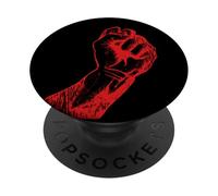 Distressed Red Clenched Hand Graphic Art Solidarity Activism PopSockets Adhesive PopGrip