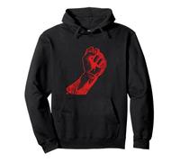 Distressed Red Clenched Hand Graphic Art Solidarity Activism Pullover Hoodie