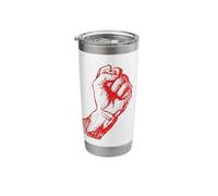 Distressed Red Clenched Hand Graphic Art Solidarity Activism Stainless Steel Insulated Tumbler