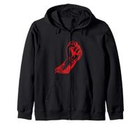 Distressed Red Clenched Hand Graphic Art Solidarity Activism Zip Hoodie
