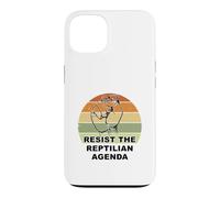 Distressed Resist The Reptilian Agenda Retro Sunset Drawing Case for iPhone 13