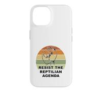 Distressed Resist The Reptilian Agenda Retro Sunset Drawing Case for iPhone 14