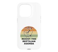 Distressed Resist The Reptilian Agenda Retro Sunset Drawing Case for iPhone 15 Pro