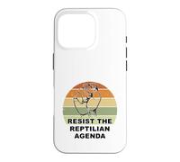 Distressed Resist The Reptilian Agenda Retro Sunset Drawing Case for iPhone 16 Pro