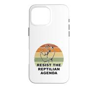 Distressed Resist The Reptilian Agenda Retro Sunset Drawing Case for iPhone 16 Pro Max