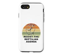 Distressed Resist The Reptilian Agenda Retro Sunset Drawing Case for iPhone SE (2020) / 7/8