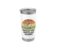 Distressed Resist The Reptilian Agenda Retro Sunset Drawing Stainless Steel Insulated Tumbler