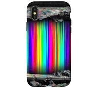 Distressed Retro TV Rainbow Static Screen Design Case for iPhone X/XS