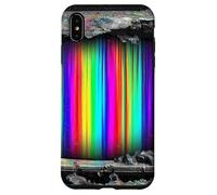 Distressed Retro TV Rainbow Static Screen Design Case for iPhone XS Max