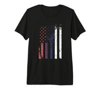 Distressed Russia Flag Over American Flag Premium T-Shirt
