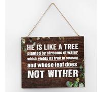 Distressed Rustic Decor Wood Wall Sign He Is Like A Tree Planted by Streams of Water Antique Wall Art Wood Plaque Sign 10x12 Inch Wooden Hanging Signs Home Decor for Room House