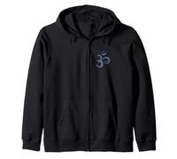 Distressed Sacred Om Symbol - Minimal Spiritual Design Zip Hoodie