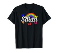 Distressed Satanic Rainbow Occult Hail Satan Value Graphic T-Shirt