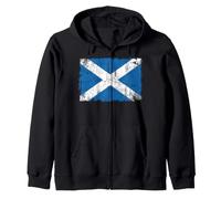 Distressed Scotland Flag Vintage Scottish Saltire Pride Zip Hoodie