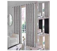 "Distressed" Silver 44" w X 90" d Velvet Eyelet Ring Top Designer Lined Curtains, Choice Of 8 Sizes And 3 Colours