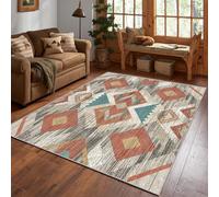Distressed Southwest Rug, 240 x 330 cm, Aztec Native American Rugs for Living Room Bedroom, Tribal Ethnic Carpet, Vintage Home Decor, Washable Non Slip Low Pile Large Area Rugs A3735