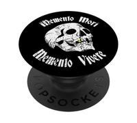 Distressed Tattoo Skull Memento Mori & Memento Vivere Stoic PopSockets Adhesive PopGrip