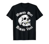 Distressed Tattoo Skull Memento Mori & Memento Vivere Stoic Value Graphic T-Shirt, Men, Black, M