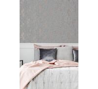 SUBLIME DISTRESSED TEXTURE GREY ROSE GOLD WALLPAPER, Grey