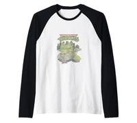 Distressed TMNT Group Pose with Logo Raglan Baseball Tee