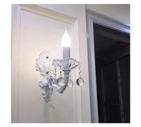 Distressed Traditional Crystal Wall Light White Finish Candle Wall Sconces Wall Mounted Lighting Fixture for Farmhouse Bedroom Living Room Restaurant Staircase Bathroom Vanity Lamp ( Color : White , S