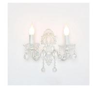 Distressed Traditional Crystal Wall Light White Finish Candle Wall Sconces Wall Mounted Lighting Fixture for Farmhouse Bedroom Living Room Restaurant Staircase Bathroom Vanity Lamp ( Color : Antique W