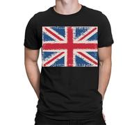 Distressed Union Jack Flag Great Britain Mens Womens T-Shirts Tee Top #TA-56 Black XL
