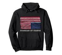 Distressed Upside Down American Flag Guardian of Change Pullover Hoodie
