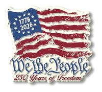 Distressed USA Flag 250th Anniversary Magnet by Classic Magnets, 3" x 2.7", Collectible 3D Rubber Vintage-Style Souvenirs and Gifts Made in The USA