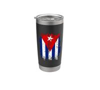 Distressed Vertical Cuban Flag Graphic in Gritty Retro Style Stainless Steel Insulated Tumbler