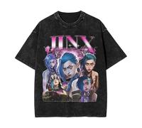 Distressed Vintage Jinx Tee | Arcane TV Series Unisex Shirt, Gaming & Fan Merch Gift Idea (Black,L)