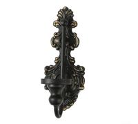 Distressed Vintage Wall Candle Holder with Cast Iron Construction, for Standard Taper Candles in Home Decor (Black)