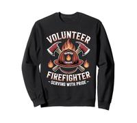 Distressed Volunteer Firefighter Axe Helmet Design Sweatshirt