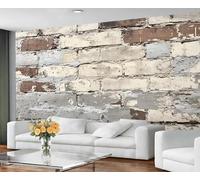 Distressed Wallpaper for Living Room - Peel and Stick Wallpaper, Rustic Stone Tiles Bedroom Wall Paper, Large Wall Mural & Retro Grunge Style Home Decor, Self Adhesive