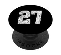 Distressed White Number 27 Jersey Player Uniform #27 Grunge PopSockets Adhesive PopGrip