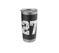 Distressed White Number 27 Jersey Player Uniform #27 Grunge Stainless Steel Insulated Tumbler