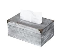 Distressed Wooden Rustic Tissue Box Holder Tissue Box Cover Napkin Dispenser for Bathroom Living Room Dining Room Bedroom Toilet (Grey White)