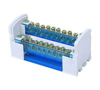 Distribution Terminal Block, 500V 125A Terminal Distribution Box Terminal Strip Blocks Din Rail 2-Level Single Phase with Transparent Dust Cover 211