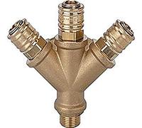 Distributor with 3 quick-release couplers NW 7.2, plain brass, G 1/2 IG, operating pressure 0-35 bar, temp. -20 °C ~ 100 °C