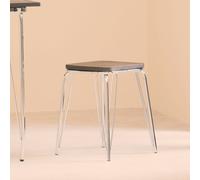 District Chrome Wood Stool with Metal Legs