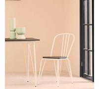 District Dark Elm Wood and White Finish Metal Dining Chair