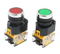 Disttocate 2pcs 22mm Mount 10A 380V DPST Red Green Momentary Push Button Switch